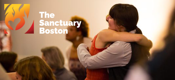 women hugging at The Sanctuary Boston