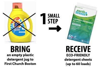 Yellow detergent jug with arrow (small steps) Eco sheet package.