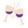 Drawing of two wine glasses with reddish wine