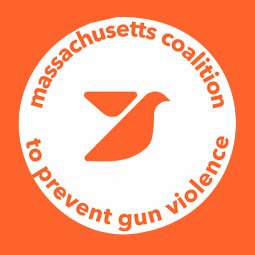 Orange circle MA coalition to Prevent Gun Violence with dove in center of circle