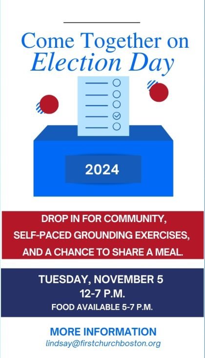 Voting ballot box with information about times and place to meet