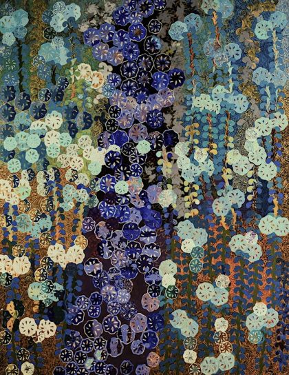 Patterns of blue and green shapes
