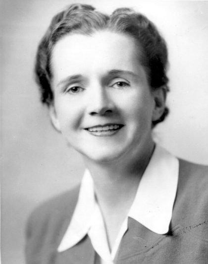 Black and white old photo of Rachel Carson