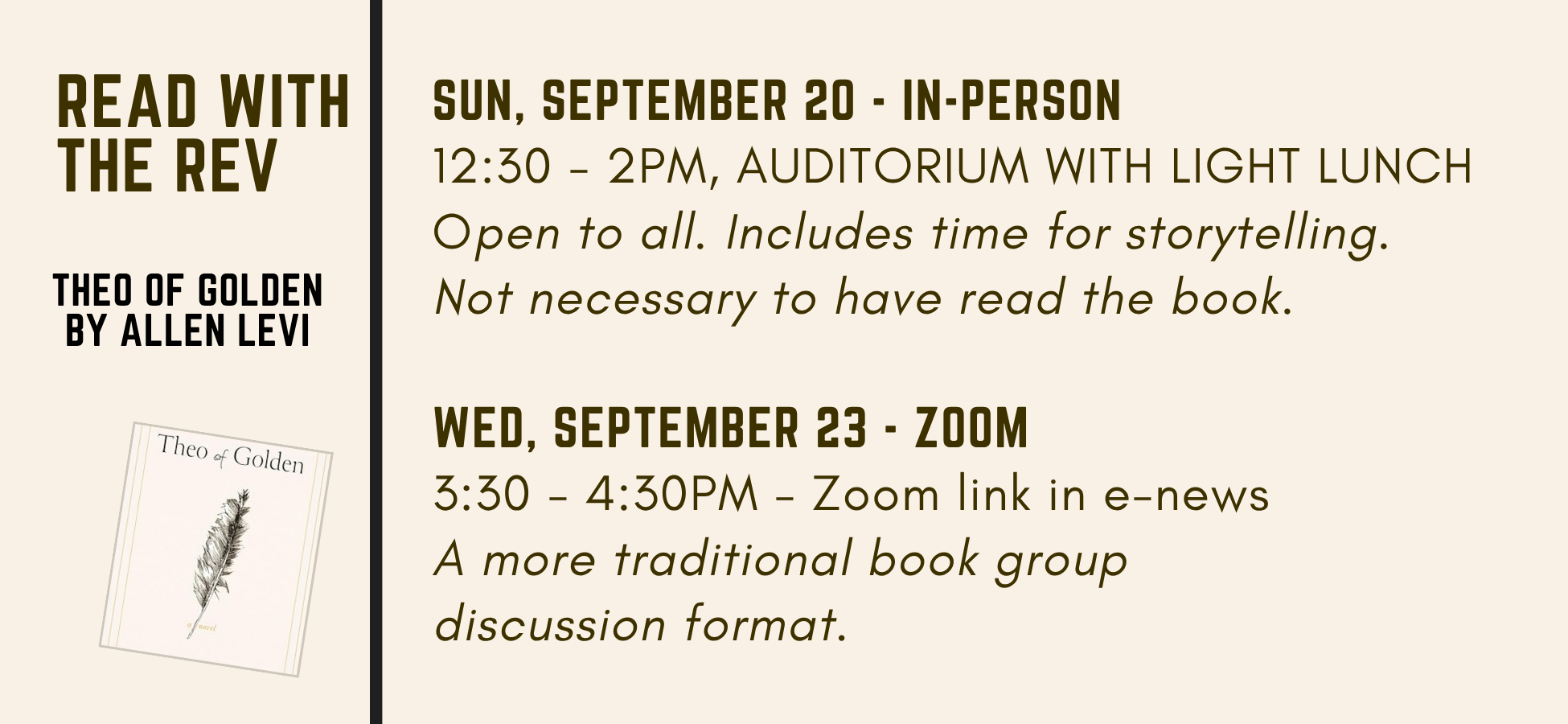 Read with the Rev September: Theo of Golden by Allen Levi